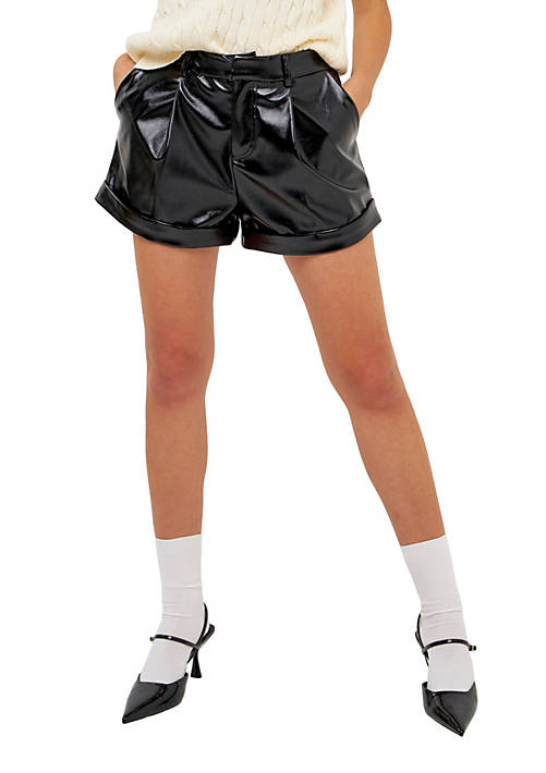 Grey Lab  Low Waist Faux Leather Shorts